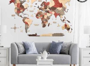 3D Wooden World Map Fusion