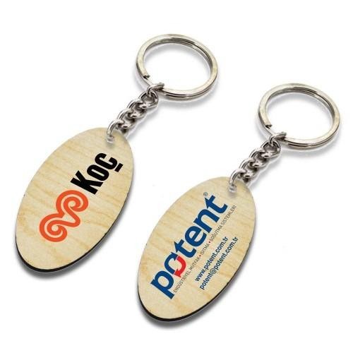 Wooden Keychain Oval Colored