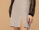 Beige A-Line Midi Skirt