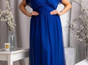 Long plus size tulle dress for a wedding MANUELA cornflower blue