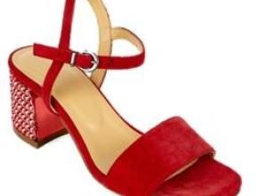 Medium heel sandal in leather