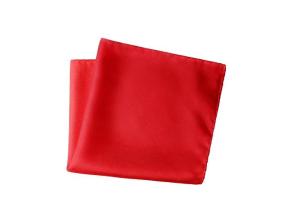 Men's red satin pocket square, 30x30cm, 100% microfiber