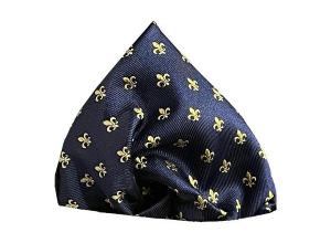 Men's Silk Pocket Square - Suit Accessory, Blue Gold, 25cm
