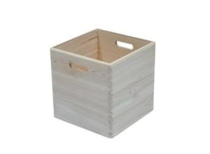 Open box made of pine wood.