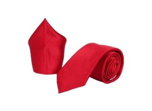 Men's Set - Red Tie & Pocket Square, Satin, Made in Italy