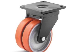Polyurethane double castors for heavy loads up to 4,000 kg