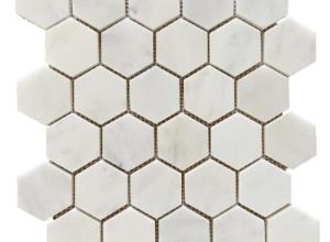 2" Hexagon Carrara Extra Honed Mosaic