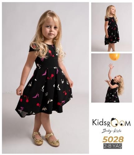 Girl Dress With Flower Embroidered And Hair Band