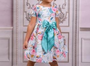 Girl Chiffon Dress With Cherry And Bird Patterned 2-8