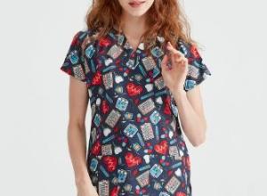 Elastane Medical Blouse, Bluemarine with Print, Women