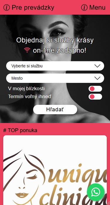  Marketplace with online registration for beauty salons in Slovakia "BeautyClick"