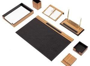 Wooden Desk Set 10 Pieces - Zebrano