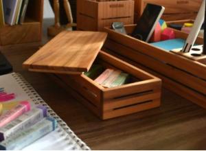3Line Horizontal Pen Holder with Cover - Cherry- WOODSAKA