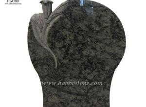 Olive Green Granite Headstone Lily Carved Tombstone Memorial Monument