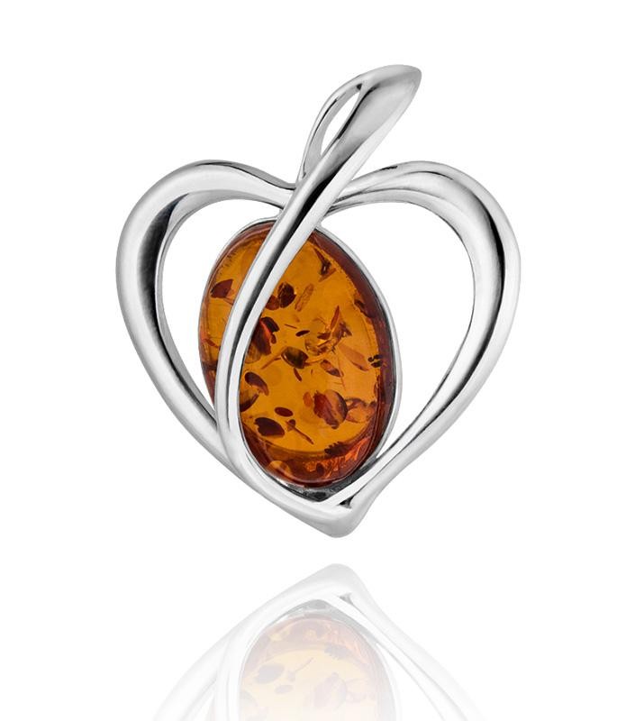 Silver necklace with amber
