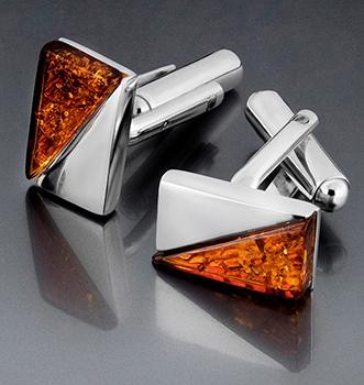 Silver necklace with amber